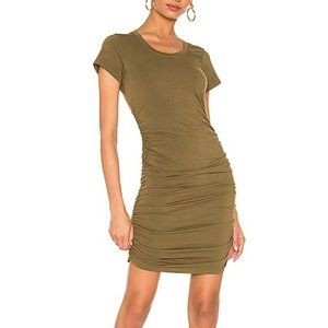 Bobi draped jersey ruched dress in green